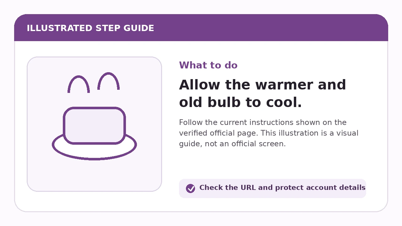 Illustrated guide for Allow the warmer and old bulb to cool