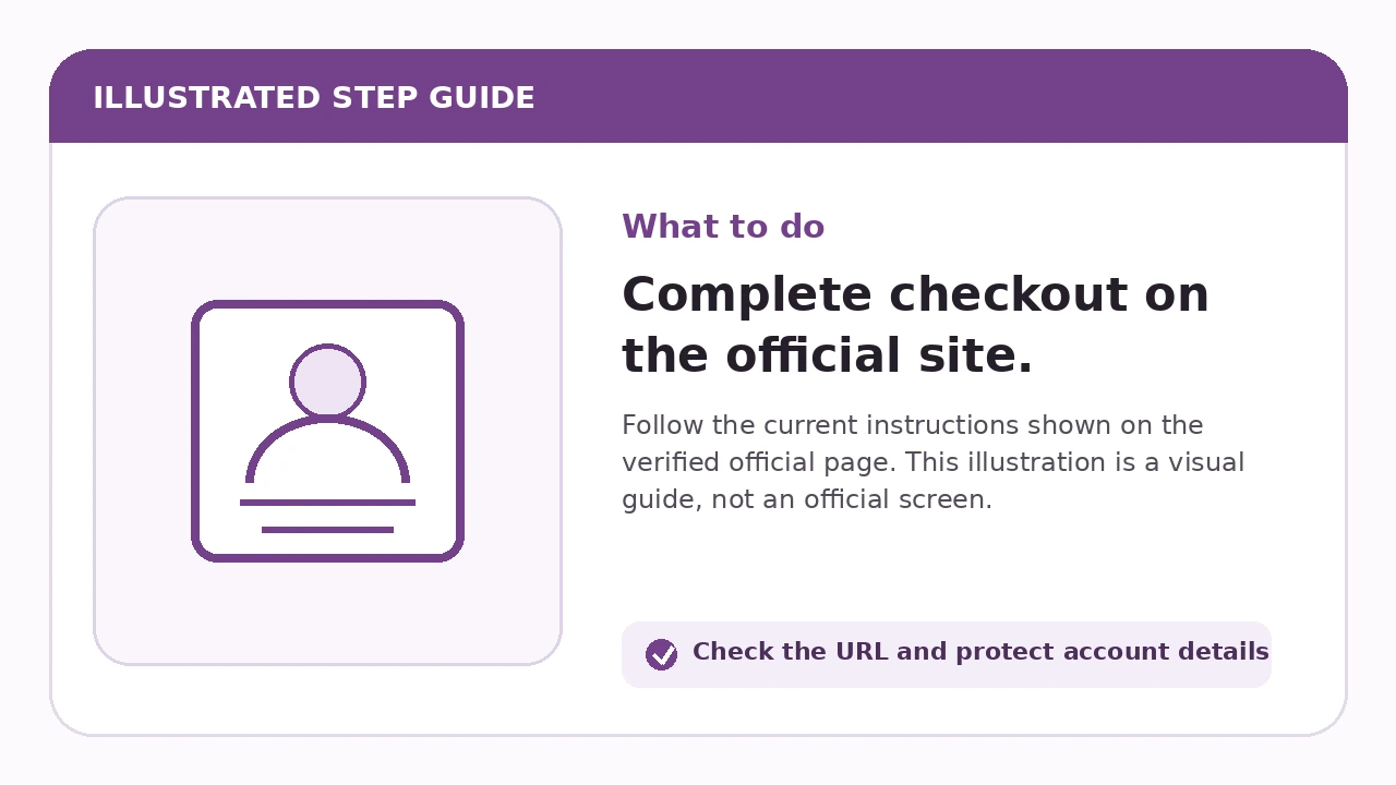 Illustrated guide for Complete checkout on the official site