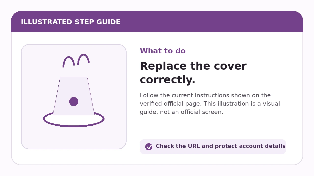 Illustrated guide for Replace the cover correctly
