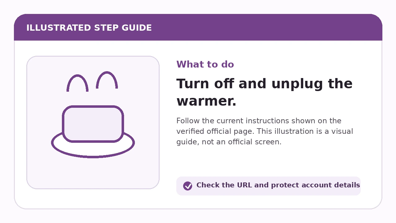 Illustrated guide for Turn off and unplug the warmer